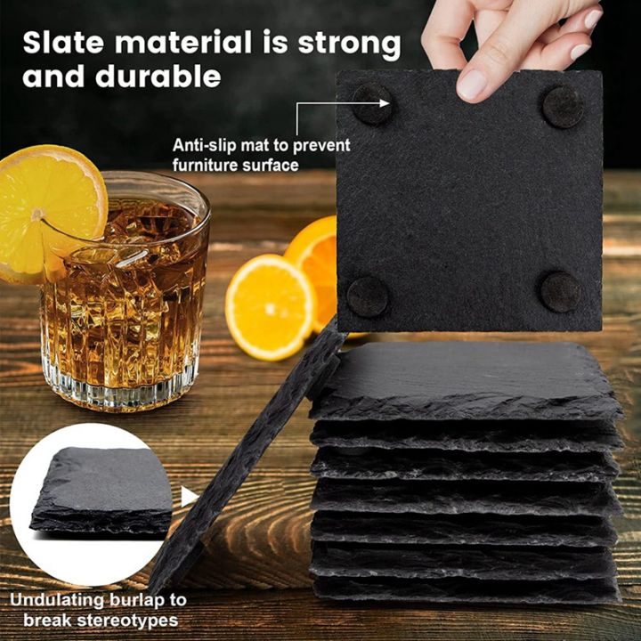 12pcs-slate-coasters-bulk-4-inch-square-black-slate-stone-coaster-handmade-drink-bar-slate-coasters