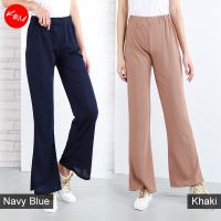 KM Women Clean Wavy Elastic Solid Bootcut Trousers Long Pants [P16594]