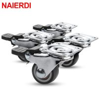 NAIERDI 4PCS TPR Soft Rubber Swivel Casters Wheels Heavy Duty Roller Trolley Caster With Brake for Furniture Platform Trolley Furniture Protectors Rep