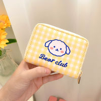 Kawaii Bear Plaid Pattern PU Card Holder Function 11 Bits Credit Card Holder Waterproof Card Case Business ID Card Organizer