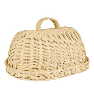 Handwoven Rattan Bread Basket Food Fruit Vegetables Serving Basket with Dust Proof Cover Pantry Organizer for Kitchen Restaurant