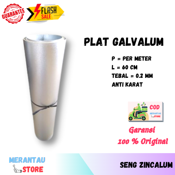 Seng Plat Galvalum Per Meter Tebal 0,2 Mm Pelapis Pintu Gerobak ...