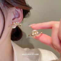 Frascati เกาหลีที่ไม่ซ้ำกันมุก Rhinestone กลับสองด้านต่างหูสตั๊ดสำหรับผู้หญิงหูแจ็คเก็ตเจาะต่างหูเครื่องประดับของขวัญ