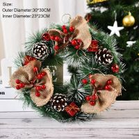 Autumn Door Wreath Christmas Halloween Decoration Pumpkin Berry Pine Cone Maple Artificial Wreath Cloth Rattan Material Home