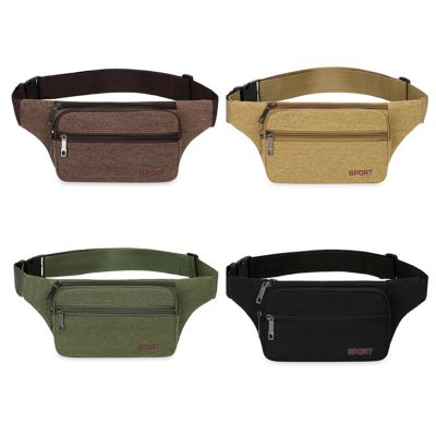 Canvas Running Belt Waist Pack Lightweight Waist Bag Portable Breathable with Zipper Adjustable Shoulder Strap for Outdoor Sport Running Belt
