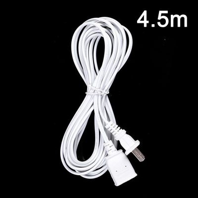 【YF】 4.5m AC Power Cord White Black Line With On/Off Switch Button Cables Wire Two-pin US Plug Cable Extension Cords EU Type Adapter