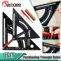 Aluminum Alloy Triangle Ruler with Angle Metric Protractor Multi Angle Positioning Marker Woodworking Line Ruler Measuring Gauge