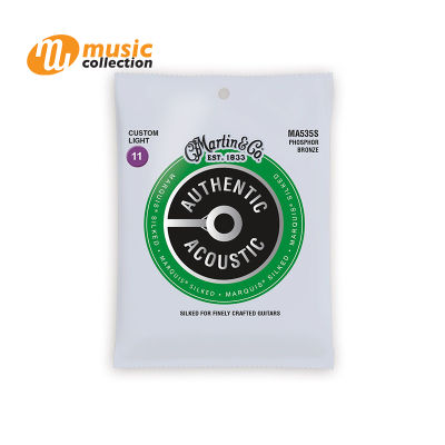 สายกีตาร์โปร่ง Martin MA535S Marquis Silked Phosphor Bronze Authentic Acoustic Guitar Strings Custom Light 11-52