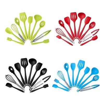 10 Pcs Cooking Tools Set Premium Silicone Utensils Set Turner Tongs Spatula Soup Spoon Non-stick Shovel Oil Brush Kitchen Tool