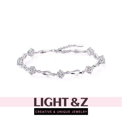 LIGHT &amp; Z Ins แฟชั่นเรียบง่ายคริสตัล925สร้อยข้อมือเงินสุภาพสตรีงานแต่งงานเครื่องประดับเจ้าสาวของขวัญวันวาเลนไทน์