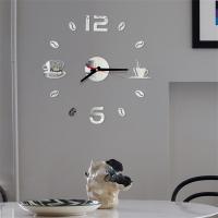 3D Mirror Wall Clock DIY Wall Clock Waterproof Wall Clock Self Adhesive Wall Clock Modern Analog Wall Clock Mute Wall Clock Acrylic Art Wall Clock Coffee Cups Decor Wall Clock 3D Mirror Wall Clock Kitchen Home Wall Clock Modern Waterproof Wall Clock