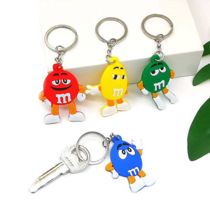 50pcs-pvc-keychain-colorful-bean-cartoon-figure-key-rings-hot-anime-pattern-key-holder-charms-for-women-men-car-keys-decoration