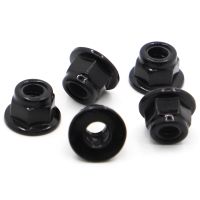 10pcs M3 M4 M5 M6 M8 Black Carbon Steel Hex Hexagon Nylon Insert Lock Flange Nut Self-locking Nylock Locknut Nails Screws Fasteners