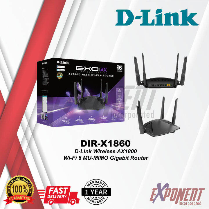 DIR-X1860 - D-Link Wireless AX1800 Wi-Fi 6 MU-MIMO Gigabit Router ...