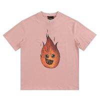 Plus Size T-Shirt DREW New Smiling Face Flame Print Casual Short Sleeve T-Shirt