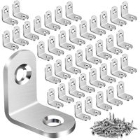 40PCS L Bracket Corner with 80PCS Screws Corner Bracket Angle Bracket Fastener for Wood Furniture Bedframe Cabinet