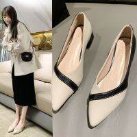 Yohi s Shoes 23 Spg New ed Toe Thick Heel Sgle Shoes Fren gh Heels