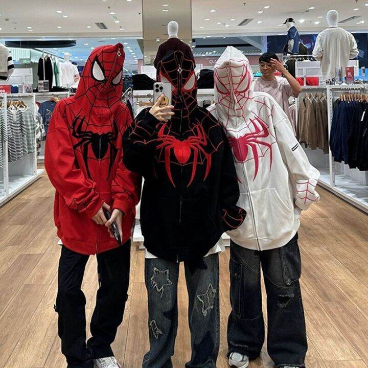 LREUIP Y2K Hip Hop Spider Felpa con cappuccio per donna uomo grafica