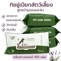 บำรุงขนและผิว Pet Care Wipes 100 แผ่นใหญ่ ทิชชู่เปียกสัตว์เลี้ยง ผ้าเปียกสัตว์เลี้ยง Pet Wipes