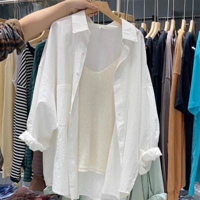 [Spot] shirt Womens Spring Summer and autumn new high-grade French style long sleeve top Korean style loose-fitting blouse coat 2023