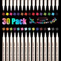 30 Colours Metallic Marker Pens For Glass Paint Rock Painting Stone DIY Card Making Plastic Pottery Wood Metal Surface Highlighters Markers