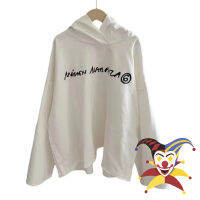 MM6สีขาว Margiela Hoodie ผู้ชายผู้หญิงคุณภาพดีที่สุดขอบดิบ Letter คาวบอย Hood Hooded Pullovers