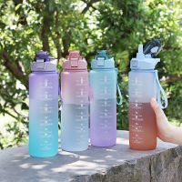 Special Offers 1 Liter Water Bottle With Straw Female Girls Large Portable Travel Bottles Sports Fitness Cup Summer Cold Water With Time Scale