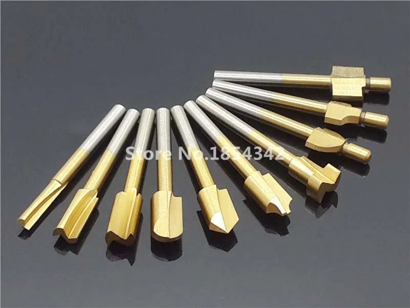 10Pcs 1/8 Wood Carving Engraving Drill Bit Set Milling Cutter For Dremel  Rotary