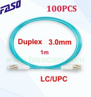 FASO 100ชิ้น/แพ็ค1เมตรมัลติโหมด OM3ใยแก้วนำแสงสายแพทช์สายเคเบิลสายแพทช์ออปติคัลมม. จั๊มเปอร์ Lc/upc Duplex 3.0