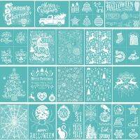 Christmas Halloween Day Festival Reusable Self-Adhesive Mesh Stencils Painting Transfers 21x28cm For T-Shirt DIY Handmade Crafts