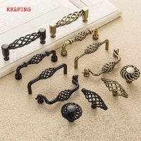 KK&amp;FING Vintage Bronze Black Cabinet Handles Hollow Out Birdcage Handles Drawer Knobs Cupboard Door Pulls Furniture Hardware