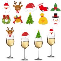 【LZ】❀  Decorações De Vidro De Vinho De Natal Cartão Do Copo Cálice De Natal Árvore Boneco De Neve Decoração De Casa 100pcs por conjunto