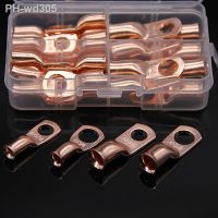 30Pcs 4/8 AWG Bare Copper Lug Ring Wire Connectors Closed Ends Cable Splice Crimp Terminals Assortment Kit