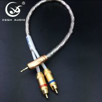 Audio Stereo 3.5mm to 2 RCA MCA lotus Cord turn double lotus audio line aux car digital cable 3.5mm mobile phone connection