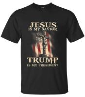 Jésús My Savior Trump Is My President อเมริกันธง Tshirt I Love เสื้อนี้ที่ดีที่สุดเสื้อสำหรับคุณของขวัญ T เสื้อ (1)S-5XL