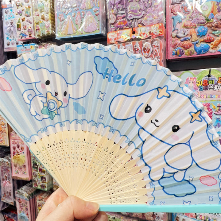 Sanrio Cinnamoroll Fan Kuromi Melody Folding Fabric Fan Summer Portable ...