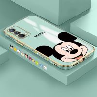 Realme C21 C21Y C25Y C25 C25S C12 C35 C20 C20A C15 C11 2021 C3หรูหราน่ารัก Mickey Mouse ปลอกขอบสี่เหลี่ยมกลับ TPU นุ่ม