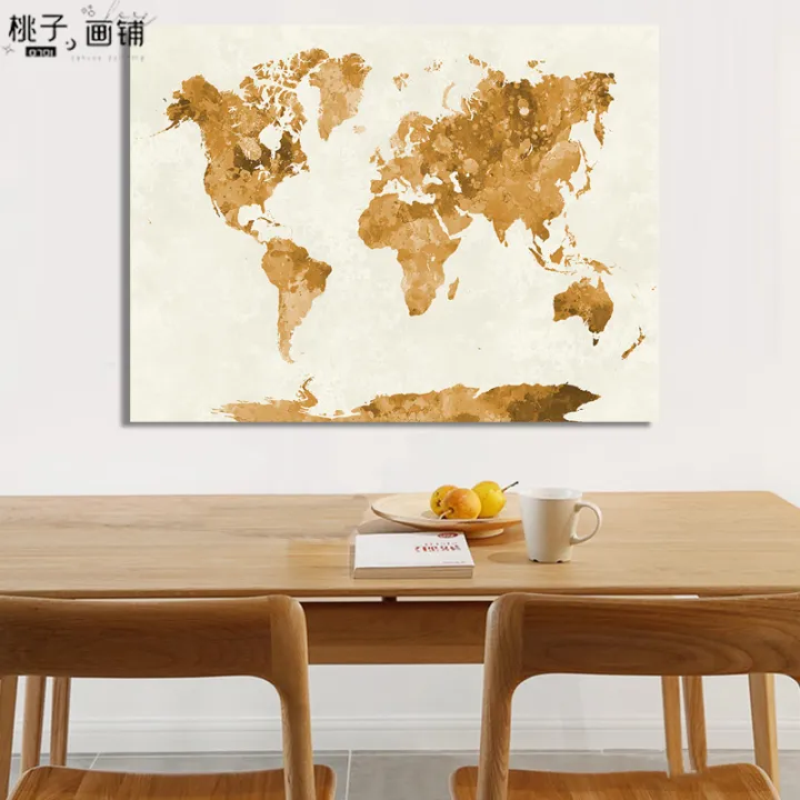 Watercolor World Map Canvas Watercolor World Map Canvas Painting Abstract Art Map Poster Wall Art  Living Room Home Decor | Lazada