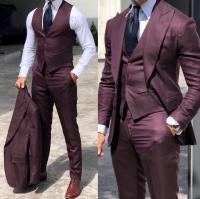 Classy Wedding Tuxedos Suits Slim Fit Bridegroom For Men 3 Pieces Groomsmen Suit Male Cheap Formal Business (Jacket+Vest+Pants）