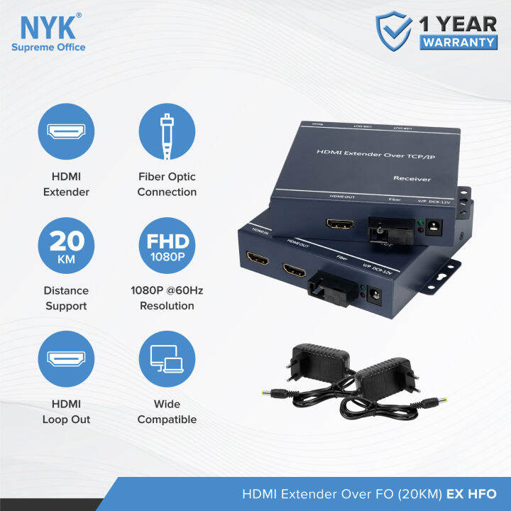 Hdmi Extender Nyk Over Fo Fiber Optik Km Lazada Indonesia