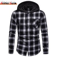 ┅ Mens Hooded Shirts Jackets Sleeve Down Shirt with