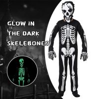 2023 Hot Sale Child Halloween Zombie Skeleton Glow In The Dark Costume Cosplay Jumpsuit Kids Fancy Dress Carnival Theme Party