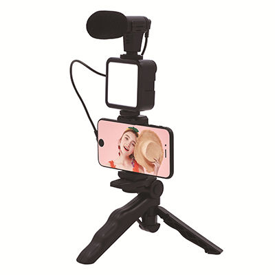 Smartphone And Camera Vlogging Studio Set Portable Outdoor Photography Live Equipment With Microphone LED Fill Light Mini Tripod