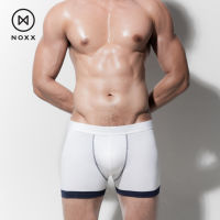 Noxx Boxer Briefs Underwear: กางเกงชั้นใน ทรง Boxer Briefs สีขาว กุ๊นน้ำเงิน