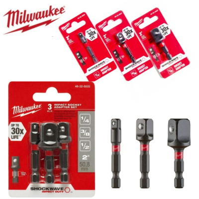 Milwaukee อะแดปเตอร์หัวบล็อก แปลงหัวบล็อก แกนหกเหลี่ยม รุ่น 48-32 ข้อต่อลูกบล็อคยาว 2 นิ้ว ของแท้ Milwaukee 2inch Impact Socket Adapter