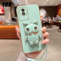 YBD 2023ใหม่เคสป้องกันโทรศัพท์เคสสำหรับ Vivo Y02 Y02T Y02A เคสกระต่ายน่ารักการ์ตูนแบบตั้งได้เคสแถมฟรีสายคล้องโทรศัพท์เนื้อนิ่มชุบไฟฟ้า