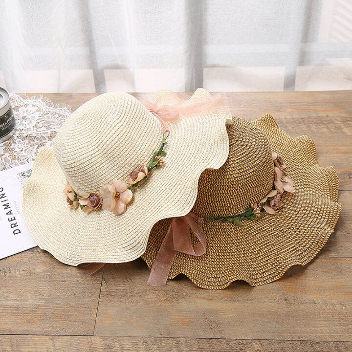 flower-hat-wave-brim-flower-hat-beach-hat-outdoor-beach-hat-flower-sunshade-hat-summer-hat-sun-hat