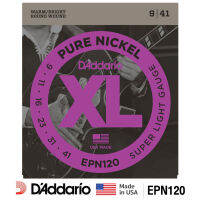 DAddario® EPN120 สายกีตาร์ไฟฟ้า เบอร์ 9 แบบ Pure Nickel ( Super Light Gauge , 0.09 - 0.41)  ให้โทนเสียง Warm/Bright ** Made in USA **