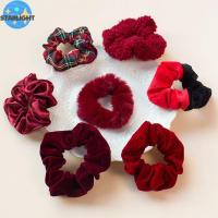 OQEWPI เรียบง่าย 7 ชิ้น/เซ็ต ผู้หญิง ที่ใส่หางม้า ผ้า Scrunchies เชือกหัวกำมะหยี่ ยางรัดผมสไตล์เกาหลี ที่คาดผมผ้ากำมะหยี่ ที่คาดผมผู้หญิง