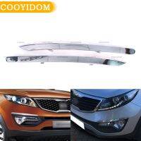 Newprodectscoming 2Pcs Mirror Chrome Front Bumper Trim For Kia Sportage R 2011 2012 2013 2015 FogLight Lamp Eyelid Eyeliner Trim Cover Garnish